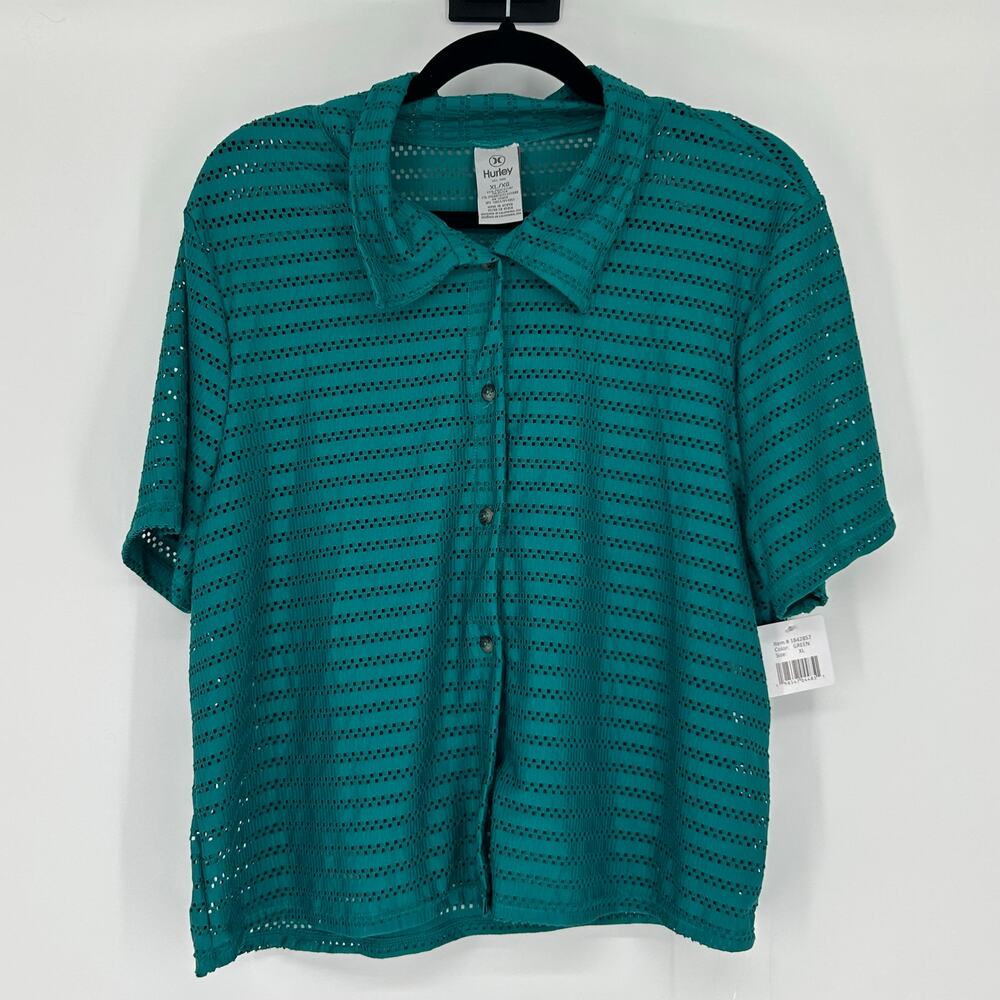 Hurley Green Women Cover Up Top Only Sz XL